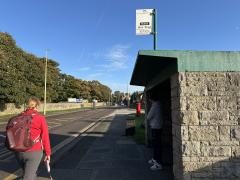 Catching the bus at Whitburn Bents